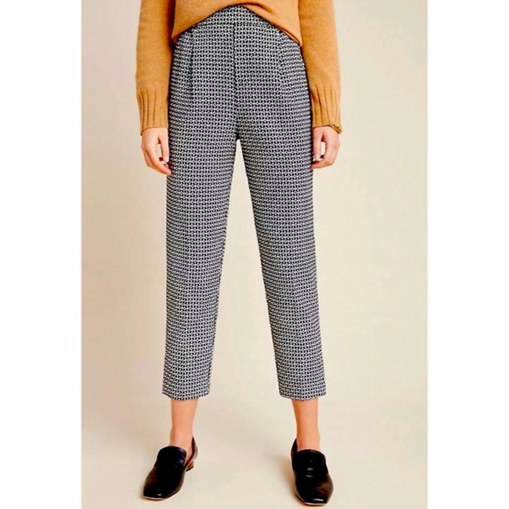anthropologie larkin jacquard tapered trousers